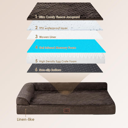 Orthopedic Dog Bed Medium Size, Memory Foam Dog Bed, Grey | Small Dog Sofa with Washable Removable Cover, Waterproof Pet Couch for Crate with Nonskid Bottom, 30x20x6