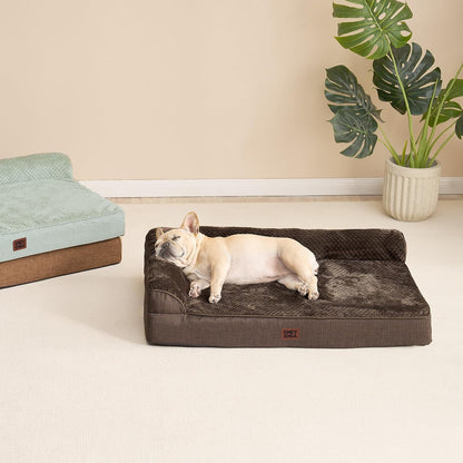 Orthopedic Dog Bed Medium Size, Memory Foam Dog Bed, Grey | Small Dog Sofa with Washable Removable Cover, Waterproof Pet Couch for Crate with Nonskid Bottom, 30x20x6