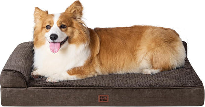 Orthopedic Dog Bed Medium Size, Memory Foam Dog Bed, Grey | Small Dog Sofa with Washable Removable Cover, Waterproof Pet Couch for Crate with Nonskid Bottom, 30x20x6
