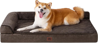 Orthopedic Dog Bed Medium Size, Memory Foam Dog Bed, Grey | Small Dog Sofa with Washable Removable Cover, Waterproof Pet Couch for Crate with Nonskid Bottom, 30x20x6