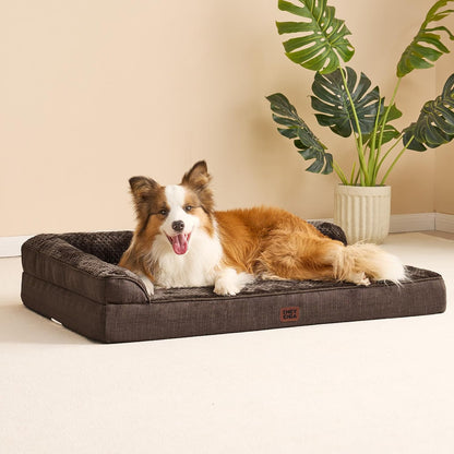 Orthopedic Dog Bed Medium Size, Memory Foam Dog Bed, Grey | Small Dog Sofa with Washable Removable Cover, Waterproof Pet Couch for Crate with Nonskid Bottom, 30x20x6