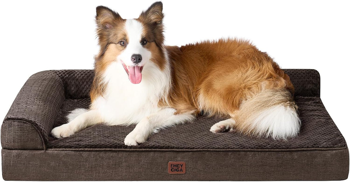 Orthopedic Dog Bed Medium Size, Memory Foam Dog Bed, Grey | Small Dog Sofa with Washable Removable Cover, Waterproof Pet Couch for Crate with Nonskid Bottom, 30x20x6