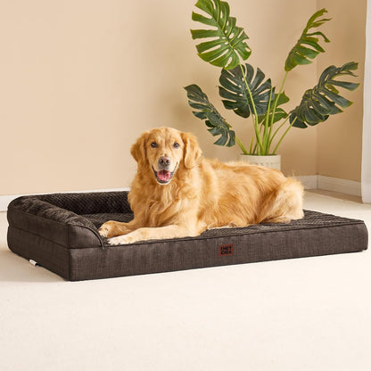 Orthopedic Dog Bed Medium Size, Memory Foam Dog Bed, Grey | Small Dog Sofa with Washable Removable Cover, Waterproof Pet Couch for Crate with Nonskid Bottom, 30x20x6