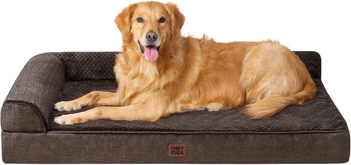 Orthopedic Dog Bed Medium Size, Memory Foam Dog Bed, Grey | Small Dog Sofa with Washable Removable Cover, Waterproof Pet Couch for Crate with Nonskid Bottom, 30x20x6