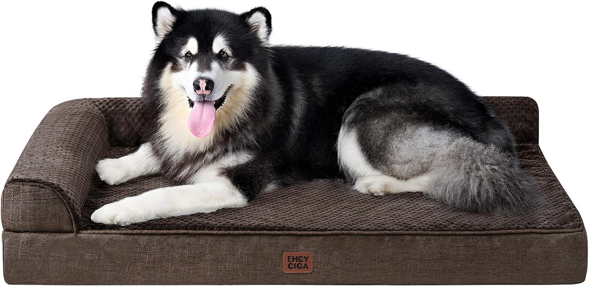 Orthopedic Dog Bed Medium Size, Memory Foam Dog Bed, Grey | Small Dog Sofa with Washable Removable Cover, Waterproof Pet Couch for Crate with Nonskid Bottom, 30x20x6