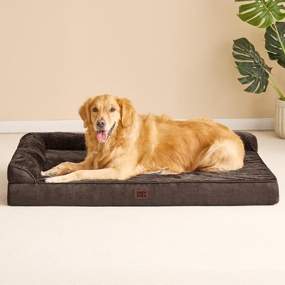 Orthopedic Dog Bed Medium Size, Memory Foam Dog Bed, Grey | Small Dog Sofa with Washable Removable Cover, Waterproof Pet Couch for Crate with Nonskid Bottom, 30x20x6