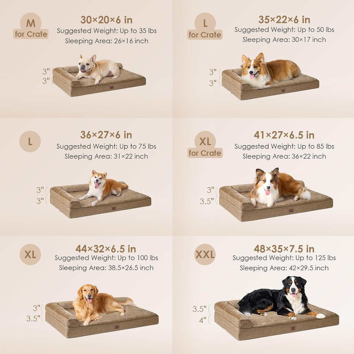 Orthopedic Dog Bed Medium Size, Memory Foam Dog Bed, Grey | Small Dog Sofa with Washable Removable Cover, Waterproof Pet Couch for Crate with Nonskid Bottom, 30x20x6
