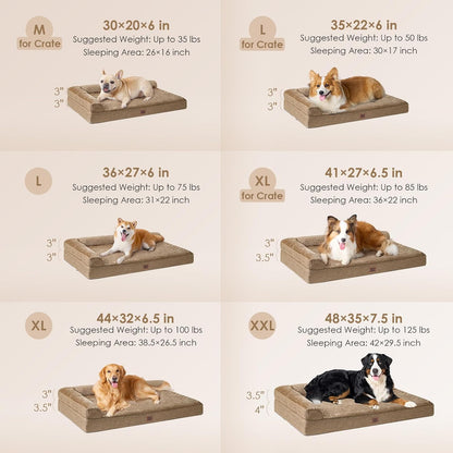 Orthopedic Dog Bed Medium Size, Memory Foam Dog Bed, Grey | Small Dog Sofa with Washable Removable Cover, Waterproof Pet Couch for Crate with Nonskid Bottom, 30x20x6