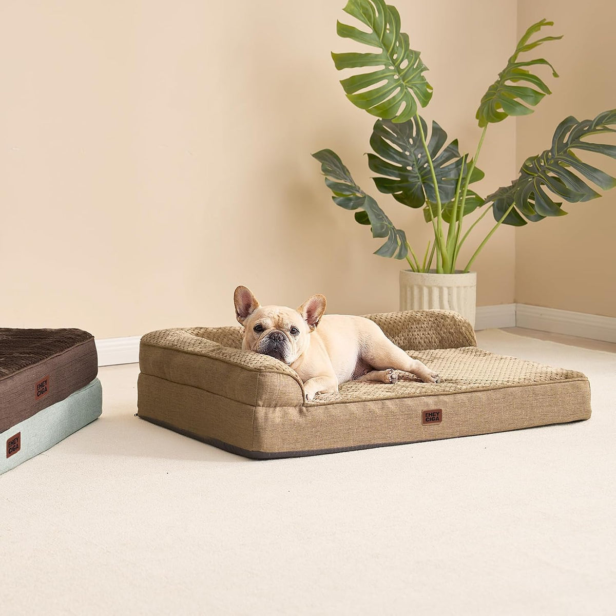 Orthopedic Dog Bed Medium Size, Memory Foam Dog Bed, Grey | Small Dog Sofa with Washable Removable Cover, Waterproof Pet Couch for Crate with Nonskid Bottom, 30x20x6