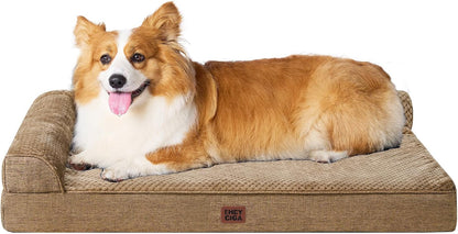 Orthopedic Dog Bed Medium Size, Memory Foam Dog Bed, Grey | Small Dog Sofa with Washable Removable Cover, Waterproof Pet Couch for Crate with Nonskid Bottom, 30x20x6
