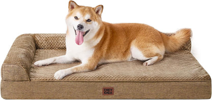 Orthopedic Dog Bed Medium Size, Memory Foam Dog Bed, Grey | Small Dog Sofa with Washable Removable Cover, Waterproof Pet Couch for Crate with Nonskid Bottom, 30x20x6