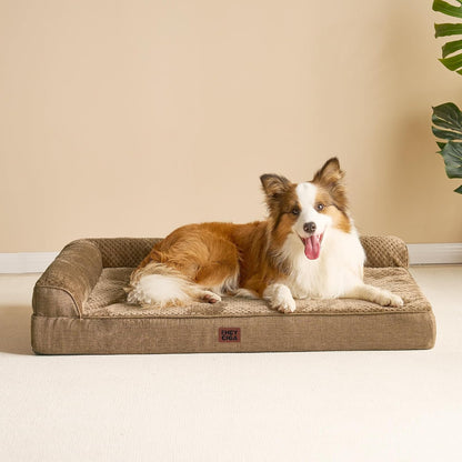 Orthopedic Dog Bed Medium Size, Memory Foam Dog Bed, Grey | Small Dog Sofa with Washable Removable Cover, Waterproof Pet Couch for Crate with Nonskid Bottom, 30x20x6