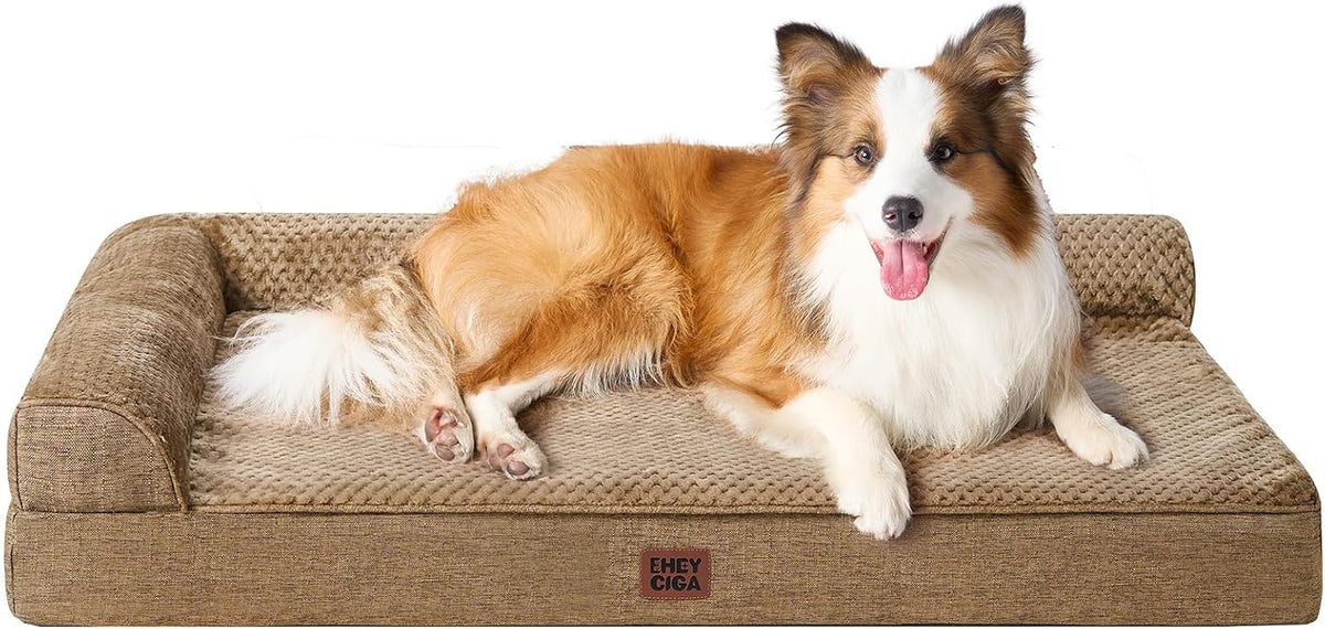 Orthopedic Dog Bed Medium Size, Memory Foam Dog Bed, Grey | Small Dog Sofa with Washable Removable Cover, Waterproof Pet Couch for Crate with Nonskid Bottom, 30x20x6
