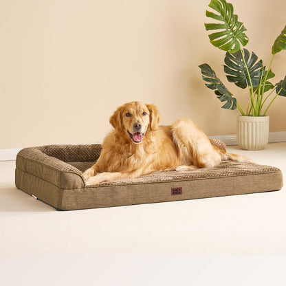 Orthopedic Dog Bed Medium Size, Memory Foam Dog Bed, Grey | Small Dog Sofa with Washable Removable Cover, Waterproof Pet Couch for Crate with Nonskid Bottom, 30x20x6