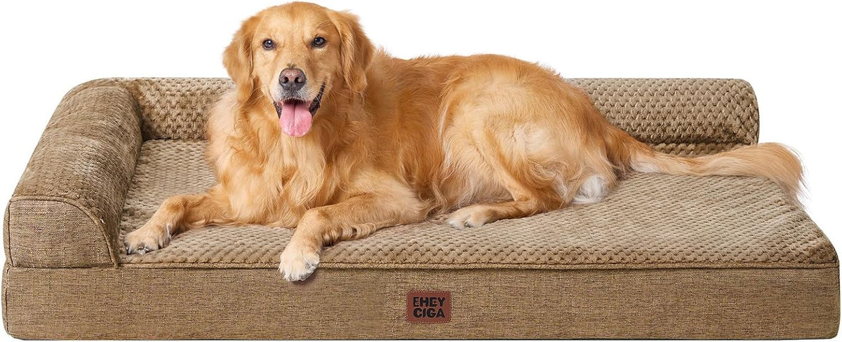 Orthopedic Dog Bed Medium Size, Memory Foam Dog Bed, Grey | Small Dog Sofa with Washable Removable Cover, Waterproof Pet Couch for Crate with Nonskid Bottom, 30x20x6