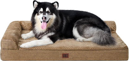 Orthopedic Dog Bed Medium Size, Memory Foam Dog Bed, Grey | Small Dog Sofa with Washable Removable Cover, Waterproof Pet Couch for Crate with Nonskid Bottom, 30x20x6