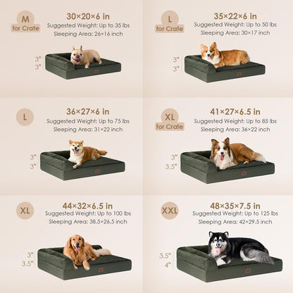 Orthopedic Dog Bed Medium Size, Memory Foam Dog Bed, Grey | Small Dog Sofa with Washable Removable Cover, Waterproof Pet Couch for Crate with Nonskid Bottom, 30x20x6