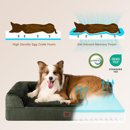 Orthopedic Dog Bed Medium Size, Memory Foam Dog Bed, Grey | Small Dog Sofa with Washable Removable Cover, Waterproof Pet Couch for Crate with Nonskid Bottom, 30x20x6