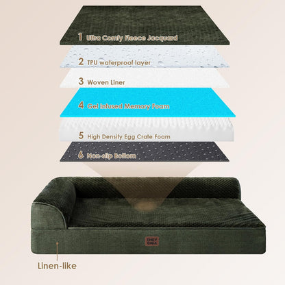 Orthopedic Dog Bed Medium Size, Memory Foam Dog Bed, Grey | Small Dog Sofa with Washable Removable Cover, Waterproof Pet Couch for Crate with Nonskid Bottom, 30x20x6