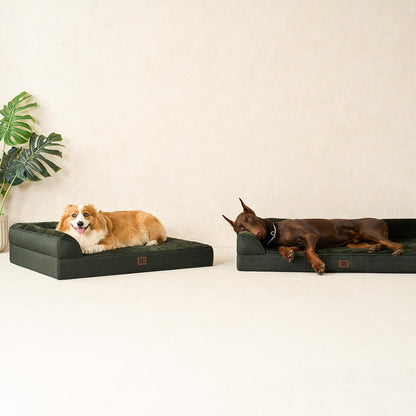 Orthopedic Dog Bed Medium Size, Memory Foam Dog Bed, Grey | Small Dog Sofa with Washable Removable Cover, Waterproof Pet Couch for Crate with Nonskid Bottom, 30x20x6