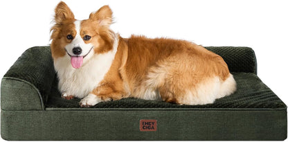 Orthopedic Dog Bed Medium Size, Memory Foam Dog Bed, Grey | Small Dog Sofa with Washable Removable Cover, Waterproof Pet Couch for Crate with Nonskid Bottom, 30x20x6