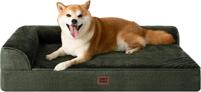 Orthopedic Dog Bed Medium Size, Memory Foam Dog Bed, Grey | Small Dog Sofa with Washable Removable Cover, Waterproof Pet Couch for Crate with Nonskid Bottom, 30x20x6