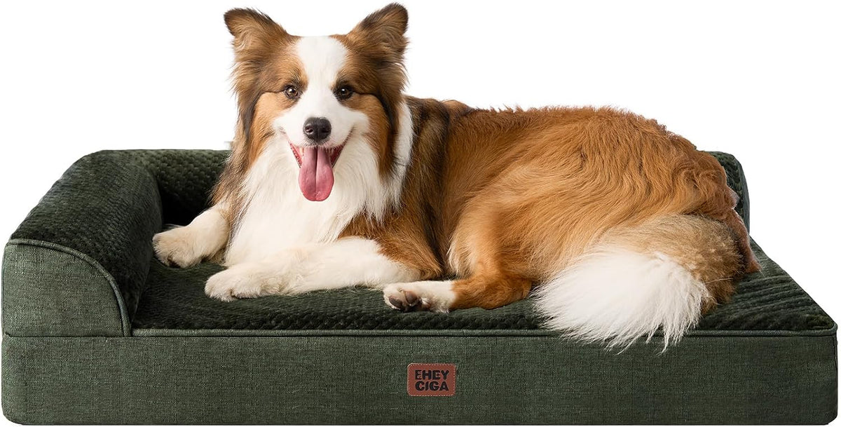 Orthopedic Dog Bed Medium Size, Memory Foam Dog Bed, Grey | Small Dog Sofa with Washable Removable Cover, Waterproof Pet Couch for Crate with Nonskid Bottom, 30x20x6
