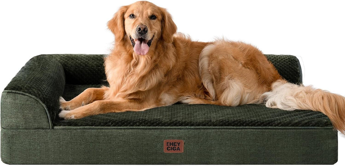 Orthopedic Dog Bed Medium Size, Memory Foam Dog Bed, Grey | Small Dog Sofa with Washable Removable Cover, Waterproof Pet Couch for Crate with Nonskid Bottom, 30x20x6