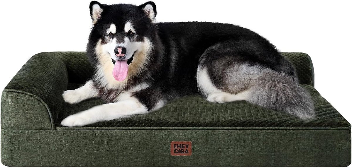 Orthopedic Dog Bed Medium Size, Memory Foam Dog Bed, Grey | Small Dog Sofa with Washable Removable Cover, Waterproof Pet Couch for Crate with Nonskid Bottom, 30x20x6