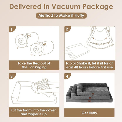 Orthopedic Dog Bed Medium Size, Memory Foam Dog Bed, Grey | Small Dog Sofa with Washable Removable Cover, Waterproof Pet Couch for Crate with Nonskid Bottom, 30x20x6