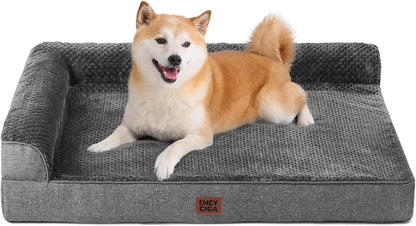 Orthopedic Dog Bed Medium Size, Memory Foam Dog Bed, Grey | Small Dog Sofa with Washable Removable Cover, Waterproof Pet Couch for Crate with Nonskid Bottom, 30x20x6