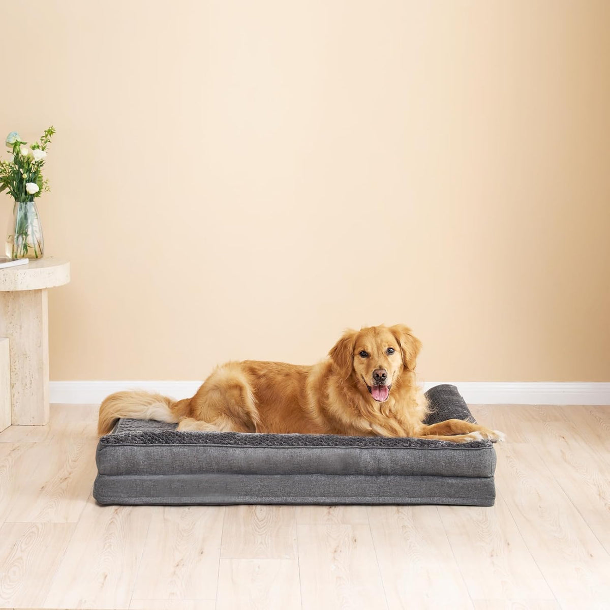 Orthopedic Dog Bed Medium Size, Memory Foam Dog Bed, Grey | Small Dog Sofa with Washable Removable Cover, Waterproof Pet Couch for Crate with Nonskid Bottom, 30x20x6