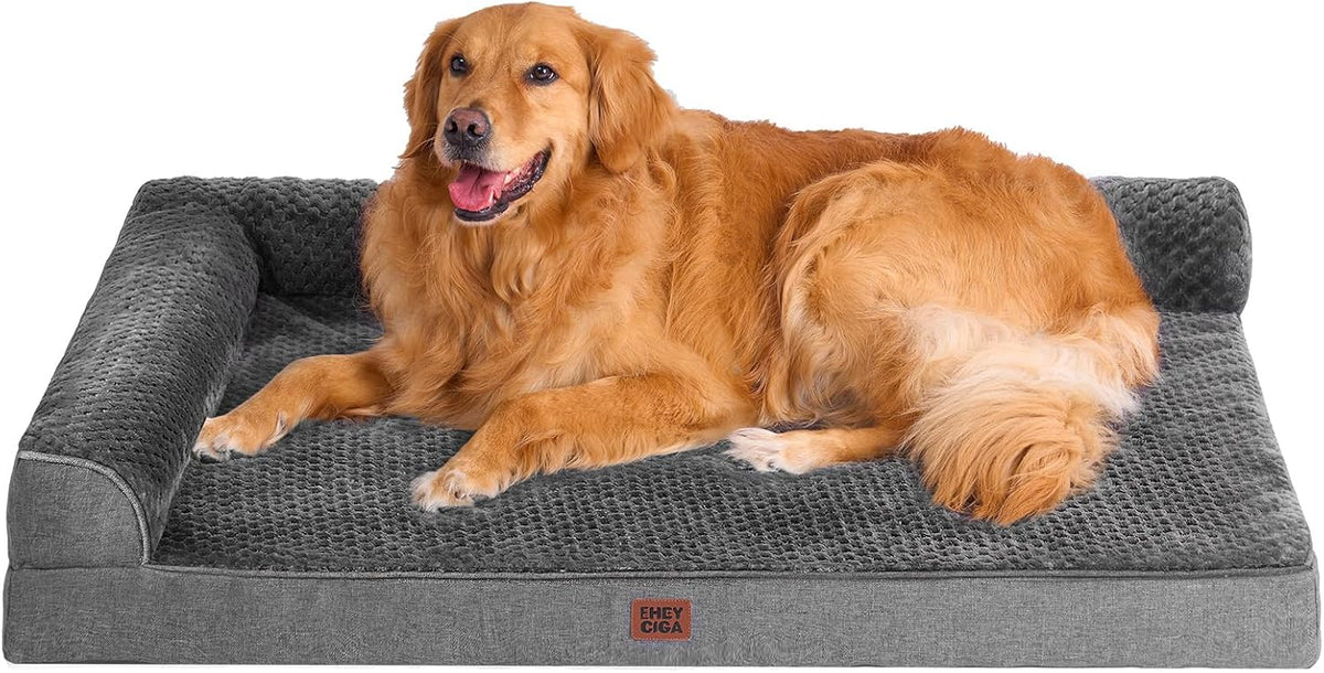 Orthopedic Dog Bed Medium Size, Memory Foam Dog Bed, Grey | Small Dog Sofa with Washable Removable Cover, Waterproof Pet Couch for Crate with Nonskid Bottom, 30x20x6
