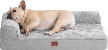 Orthopedic Dog Bed Medium Size, Memory Foam Dog Bed, Grey | Small Dog Sofa with Washable Removable Cover, Waterproof Pet Couch for Crate with Nonskid Bottom, 30x20x6