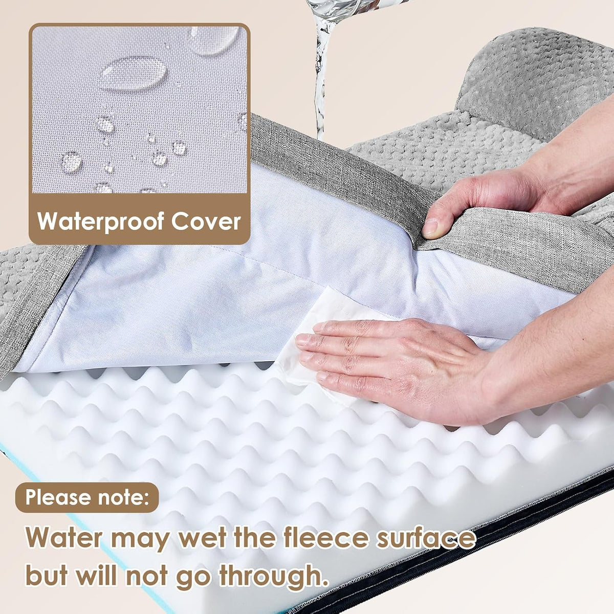 Orthopedic Dog Bed Medium Size, Memory Foam Dog Bed, Grey | Small Dog Sofa with Washable Removable Cover, Waterproof Pet Couch for Crate with Nonskid Bottom, 30x20x6