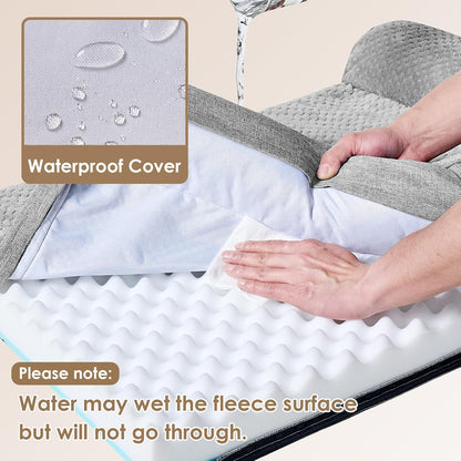 Orthopedic Dog Bed Medium Size, Memory Foam Dog Bed, Grey | Small Dog Sofa with Washable Removable Cover, Waterproof Pet Couch for Crate with Nonskid Bottom, 30x20x6