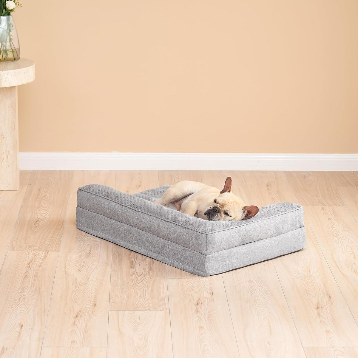 Orthopedic Dog Bed Medium Size, Memory Foam Dog Bed, Grey | Small Dog Sofa with Washable Removable Cover, Waterproof Pet Couch for Crate with Nonskid Bottom, 30x20x6
