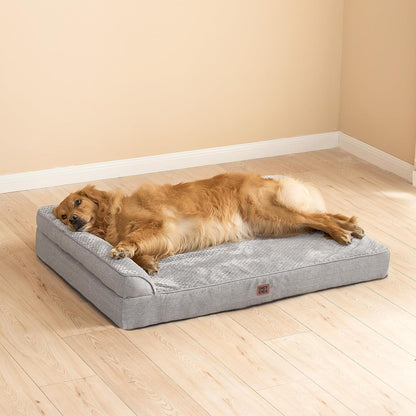 Orthopedic Dog Bed Medium Size, Memory Foam Dog Bed, Grey | Small Dog Sofa with Washable Removable Cover, Waterproof Pet Couch for Crate with Nonskid Bottom, 30x20x6