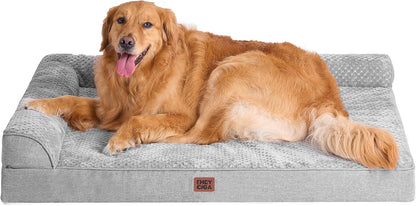 Orthopedic Dog Bed Medium Size, Memory Foam Dog Bed, Grey | Small Dog Sofa with Washable Removable Cover, Waterproof Pet Couch for Crate with Nonskid Bottom, 30x20x6