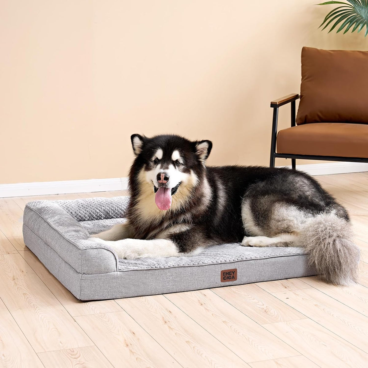 Orthopedic Dog Bed Medium Size, Memory Foam Dog Bed, Grey | Small Dog Sofa with Washable Removable Cover, Waterproof Pet Couch for Crate with Nonskid Bottom, 30x20x6