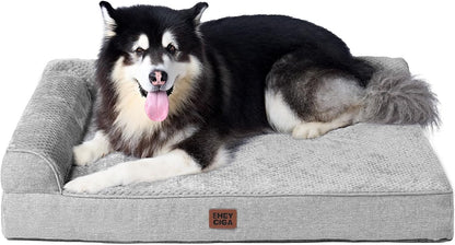 Orthopedic Dog Bed Medium Size, Memory Foam Dog Bed, Grey | Small Dog Sofa with Washable Removable Cover, Waterproof Pet Couch for Crate with Nonskid Bottom, 30x20x6
