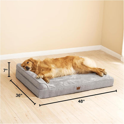 Orthopedic Dog Bed Medium Size, Memory Foam Dog Bed, Grey | Small Dog Sofa with Washable Removable Cover, Waterproof Pet Couch for Crate with Nonskid Bottom, 30x20x6