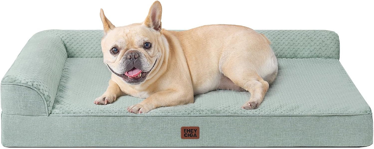 Orthopedic Dog Bed Medium Size, Memory Foam Dog Bed, Grey | Small Dog Sofa with Washable Removable Cover, Waterproof Pet Couch for Crate with Nonskid Bottom, 30x20x6