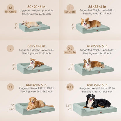 Orthopedic Dog Bed Medium Size, Memory Foam Dog Bed, Grey | Small Dog Sofa with Washable Removable Cover, Waterproof Pet Couch for Crate with Nonskid Bottom, 30x20x6