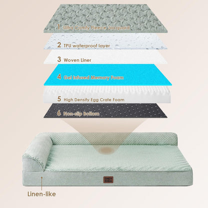 Orthopedic Dog Bed Medium Size, Memory Foam Dog Bed, Grey | Small Dog Sofa with Washable Removable Cover, Waterproof Pet Couch for Crate with Nonskid Bottom, 30x20x6