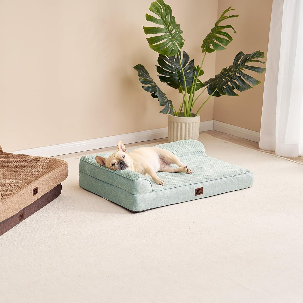 Orthopedic Dog Bed Medium Size, Memory Foam Dog Bed, Grey | Small Dog Sofa with Washable Removable Cover, Waterproof Pet Couch for Crate with Nonskid Bottom, 30x20x6