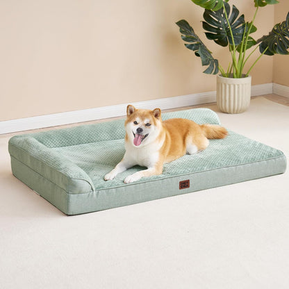 Orthopedic Dog Bed Medium Size, Memory Foam Dog Bed, Grey | Small Dog Sofa with Washable Removable Cover, Waterproof Pet Couch for Crate with Nonskid Bottom, 30x20x6