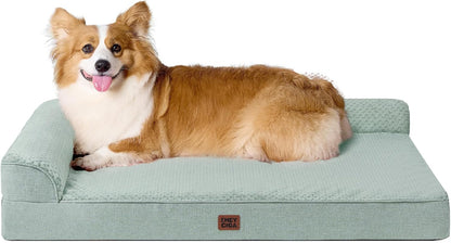 Orthopedic Dog Bed Medium Size, Memory Foam Dog Bed, Grey | Small Dog Sofa with Washable Removable Cover, Waterproof Pet Couch for Crate with Nonskid Bottom, 30x20x6