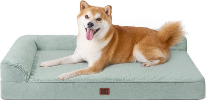 Orthopedic Dog Bed Medium Size, Memory Foam Dog Bed, Grey | Small Dog Sofa with Washable Removable Cover, Waterproof Pet Couch for Crate with Nonskid Bottom, 30x20x6