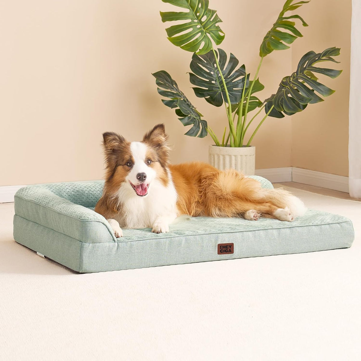 Orthopedic Dog Bed Medium Size, Memory Foam Dog Bed, Grey | Small Dog Sofa with Washable Removable Cover, Waterproof Pet Couch for Crate with Nonskid Bottom, 30x20x6